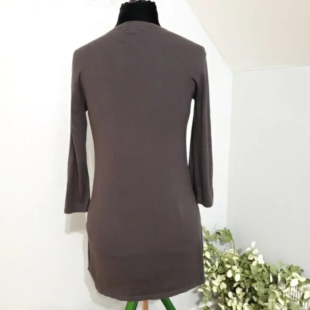 Cabi Cotton Tie Knot Cotton Knit Long Sleeve Gray Cardigan‎ Small